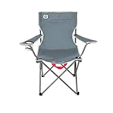 Outbound Camping Chair | Portable Foldable Wide Back Quad Chair with Cup Holder | Lightweight and Perfect for The Beach, Backpacking, and The Outdoors | Black, Gray