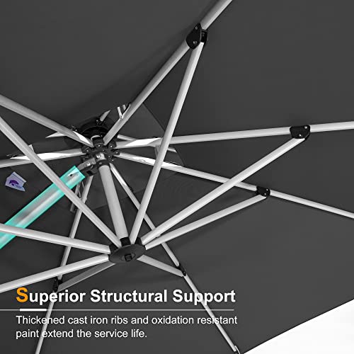 PURPLE LEAF 12 Feet Double Top Round Deluxe Patio Umbrella Offset Hanging Umbrella Outdoor