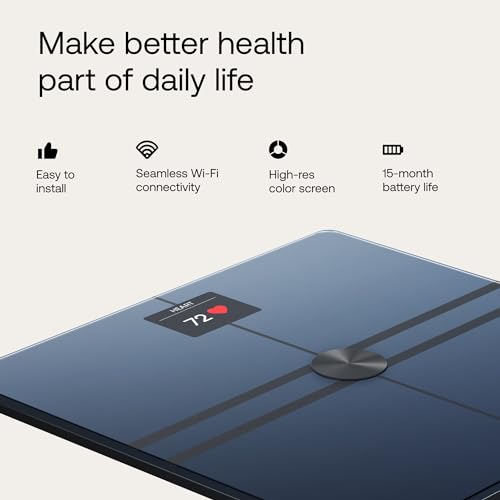 WITHINGS Body Comp - Scale for Weight and Complete Body Analysis, Wi-Fi & Bluetooth Scale with Color Screen, Digital Scale with Accurate Visceral Fat, Heart Heath - Compatible with Apple Health