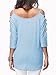 iGENJUN Women's Hollowed Out Cold Shoulder Half Sleeve Tops,L,Light Blue