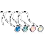 EG GIFTS Body Piercing Nose Stud Ring Syntatic Opalite Gem Lot of 4pc Screw 5/16