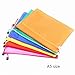 A5 Size File Pouches Waterproof Double Layer Zipper File Bags Makeup Storage Bags 5pcs (Color Random Mix)