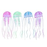 UEETEK 4pcs Jellyfish Aquarium Glowing Artificial