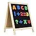 INNOCHEER Easel for Kids, Magnetic Wooden A-Frame Standing Board - Whiteboard & Chalkboard for Boys and Girls Writing, Drawing & Home Decoration
