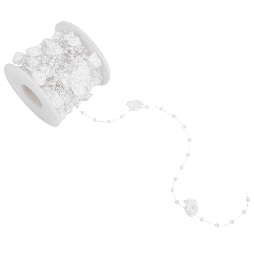 Decoration Flower Garland Wire32.8 ft Pearl Beads Garland String for DIY Crafts Jewelry Wedding Doll Trimmings Tree Decoration,1.3cm(White) Handcraft Materials