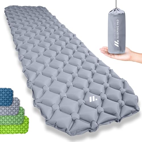 NORDMUT Isomatte Ultraleicht [mit Reparaturset] - Aufblasbare Luftmatratze Camping kleines Packmaß - Camping Matratze Wetterfest für Outdoor Zelt & Fe
