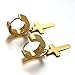 Flongo Men's Womens Vintage Stainless Steel Gold Cross Dangle Hinged Hoop Earrings, Stainless Steel Hoop Huggie Earrings Cross Drop Dangle Earrings