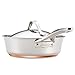 Anolon Novelle Copper Stainless Steel Saute Pan / Frying Pan / Fry Pan with Lid and Helper Handle - 3 Quart, Silver