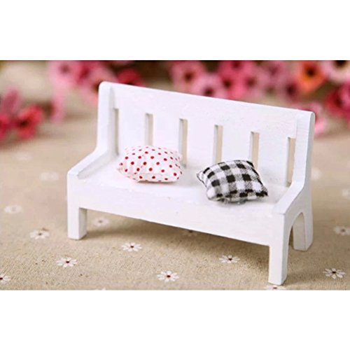 Miniature Dollhouse,Shellvcase Exquisite Simple Mini Wooden Bench Dollhouse Garden Home DIY Decor Gift