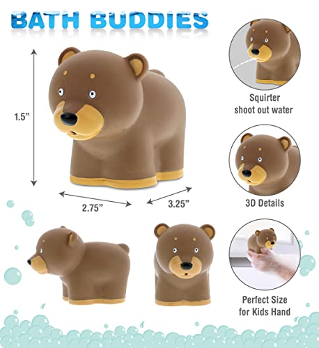 DolliBu Brown Bear Bath Buddy Squirter - Floating Brown Bear Rubber Bath Toy, Fun Water ...
