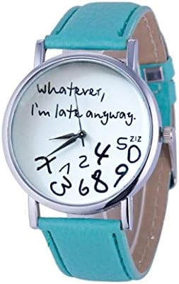 1PC Hot Women Leather Watch Whatever I am Late Anyway Letter Watches Black Sample low-key style