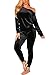 Selowin Womens Off Shoulder Velour Suit 2 Piece Slim Sweatpants Sweatsuit Sets