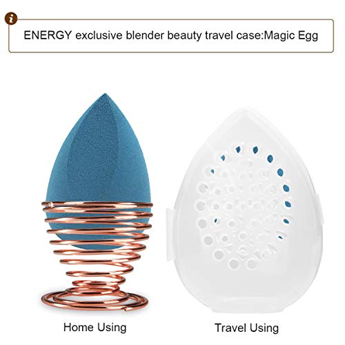 ENERGY Makeup Sponge Blender Beauty Sponge Set Foundation Blending Sponge Case, Makeup Sponge Holder, Sponge in Beauty with Eyebrow Tweezers Ideal for Travel 8-in-1,Ideal Christmas Gifts for Women