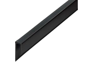 Outwater Plastic J Channel Fits Material 1/8 Inch Thick Black ABS Cap Moulding 8 Foot Length Commercial Pack (Pack of 25, 200 Feet Total)