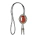 MASOP 3D Red Art Deco Stone Gentlemen Vintage Gold Tone Filigree Bolo Tie