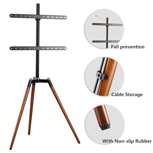 Fydeamer Floor TV Stand for 32-65 inches Screen, Height Adjustable Studio Tripod Easel TV Display Stand with 140° Swivel for Bedroom, Living Room, Corner TV Stand, Black
