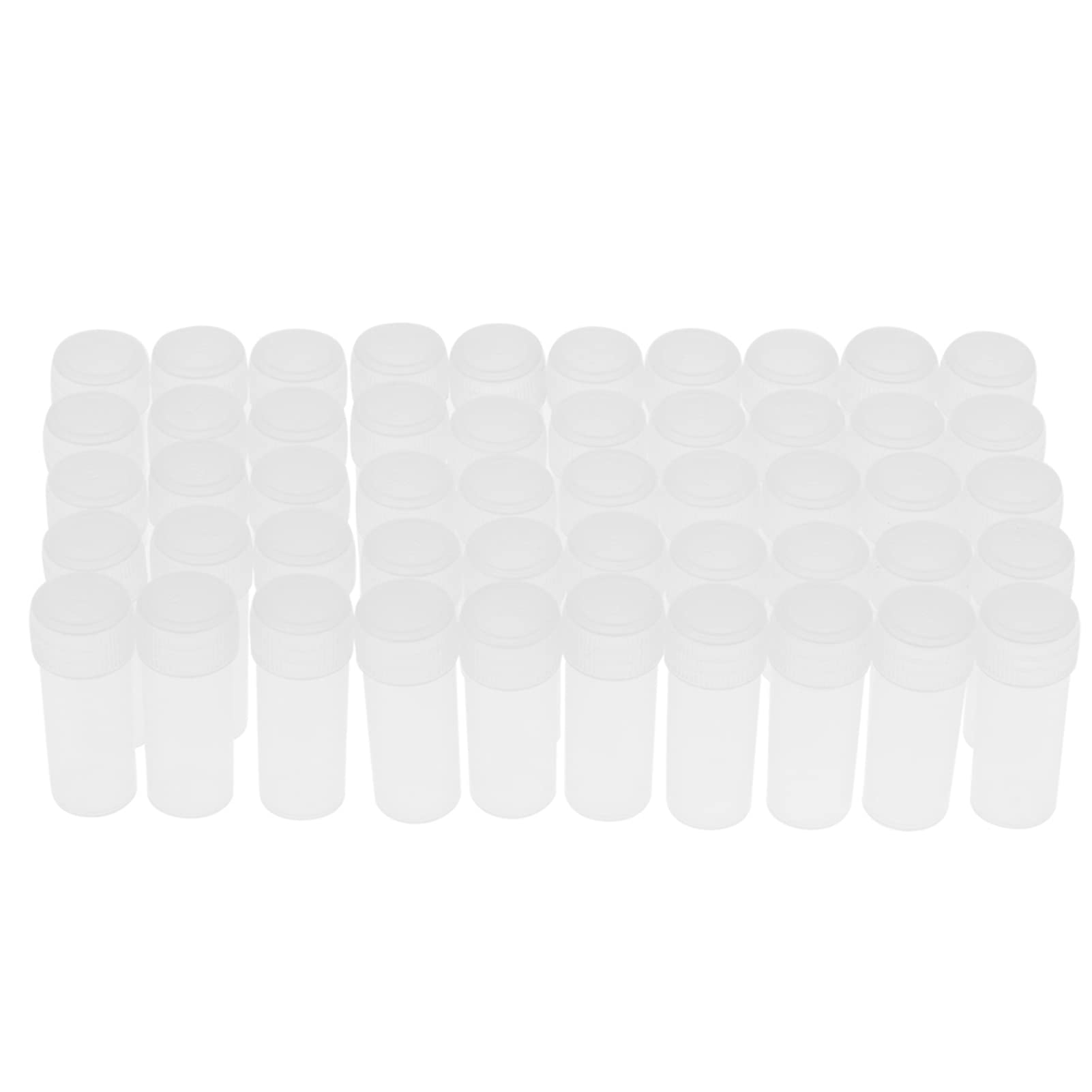 50 Pcs 5ml Volume Plastic Clear Empty Sample Bottles Good Sealing Small Bottle Vial Storage Container for Loading Paste Solid Powder Pills Seeds and Granular Objects