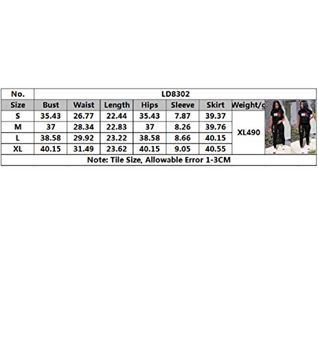 Womens Two Piece Outfits Letter Print Short Sleeve Loose Sweat Top and Long Pants Set Romper Black