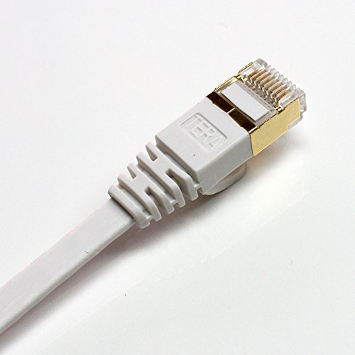 Tera Grand - 2 Pack - CAT7 10 Gigabit Ethernet Ultra Flat Patch Cable for Modem Router LAN Network Playstation Xbox - Built with Gold Plated & Shielded RJ45 Connectors, 6 Feet White - Thumbnail 6