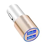 iPhone Car Charger, ZUOQI 24W/4.8A High Speed Dual Port USB Car Adapter for Apple iPhone 7 Plus/ 7 /6 Plus/ 6S/6/6 S Plus/ iPad/iPod, Samsung Galaxy S6 S6 Edge S5, HTC One M8 M9 and More-Gold