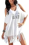 Oryer Womens Letters Print Baggy Swimwear Bikini Cover up Beach Dress T-Shirt