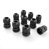 URBEST®10 Pcs Black Plastic PG16 Waterproof Cable Connectors