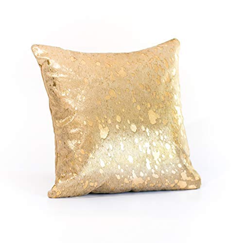 Amazon Com Gold Cowhide Throw Pillow Tan Hair On Luxury Square