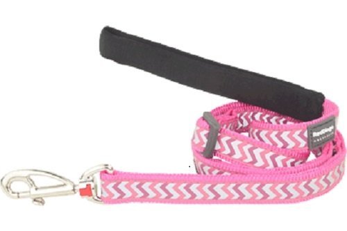 Red Dingo Reflective Ziggy Dog Lead, Medium-Large, Hot Pink