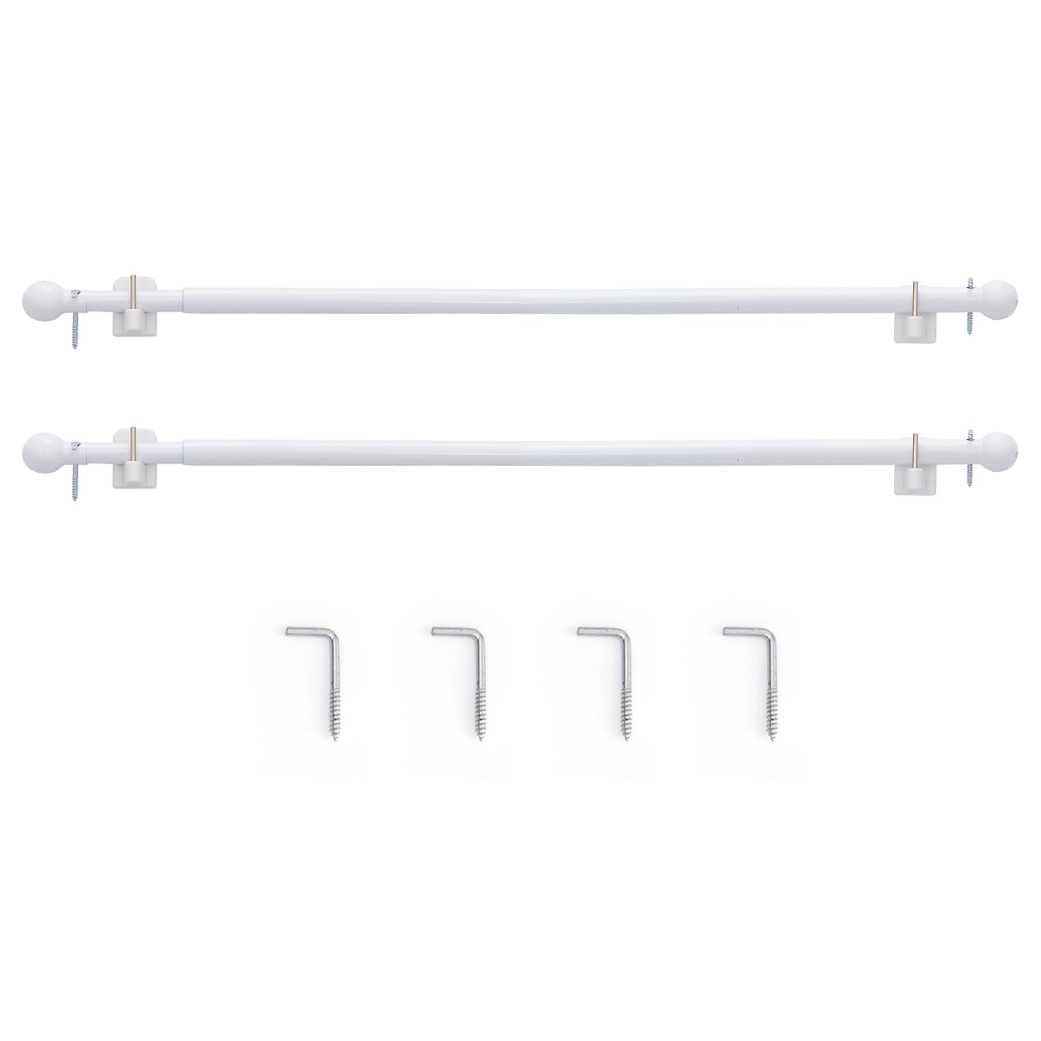 Photo 1 of **ONE IS BENT**JINCHAN French Door Curtain Rods, No-Drill Adjustable White Curtain Rods with Adhesive Hooks, 28–48 Inch Aluminum 2-Pack for Sheer & Tier Curtains