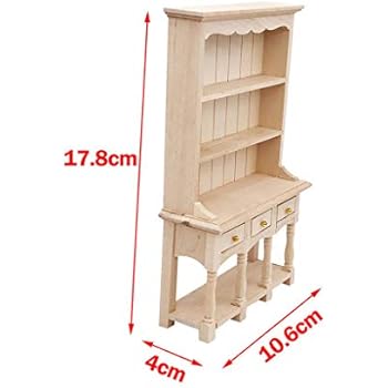 Xuways 1:12 Scale Miniature Bookcase Furniture Cabinet Toys Dollhouse Home Accessories for Kids Toddlers Pre-K
