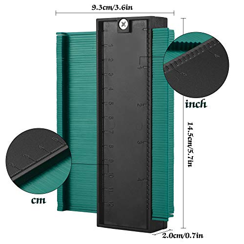 Contour Gauge,5-inch Profile Gauge Measure Ruler Contour Duplicator, Perfectly Suitable for Precisely Copy Irregular Shapes and Standard Wood Marking Tool Tiling Laminate Tiles General Tools-Green
