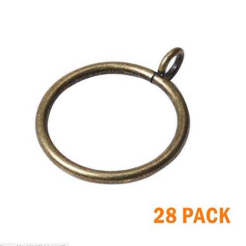 Jocon HD6038Q Pack of 28 Drapery Curtain Rings, Eyelet Rings, 1.5 Inch Inner Diameter (28, Antique Bronze)