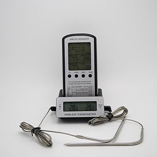 Perfect Cook – Dual Probe Long Range Wireless Digital Meat Thermometer With Target Temperature Alert and Kitchen Timer - Remote BBQ, Smoker, Grill, Oven Cooking, Includes 2 Probes (White)