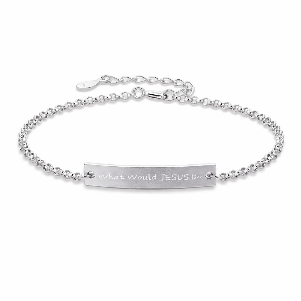 Photo 1 of **USED - MINOR DAMAGE**
ALiLuYa What Would Jesus Do Bracelet for Women, 925 Sterling Silver Christian Faith Reminder Jewelry, Meaningful Gift for Her