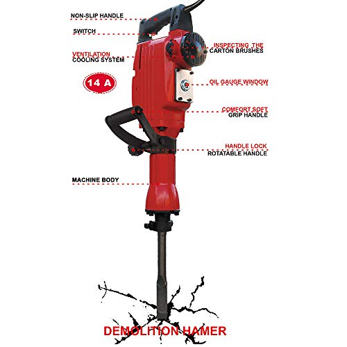 Toolman 14.0A Electric Demolition Jack Hammer concrete breaker with case, goggles and gloves LT5105