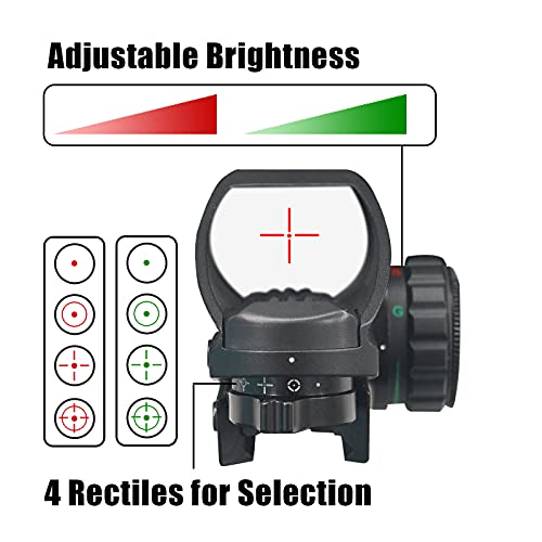 UUQ Tactical Holographic Red Green Reflex Scope Sight 4 Reticles