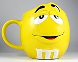M&Ms Fun Sculpted Face Extra Large 24 oz Ceramic Coffee Tea Mug m&m m & m (Yellow)