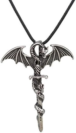 TRENTON Vintage Glow In The Dark Cross Dragon Pendant Necklace Luminous Halloween Jewelry