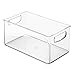 HOHOUSStore Stackable Plastic Long Storage Bin Container with Carrying Handles for Office to Hold Gel Pens, Erasers, Tape, Pens, Pencils, Markers, Notepads, Highlighters, Staplers, 4 Pack - Clear, large-76, Black-76