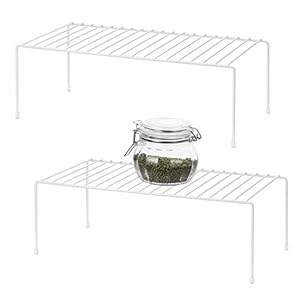 QIWODE-Kitchen-Cupboard-Organiser-Home-and-Kitchen-Storage-Shelf-Wire-Rack-Made-of-Metal-for-Kitchen-Cabinets-Counter-Tops-Pantries-Food-and-Utensils-White-Pack-of-2 QIWODE Kitchen Cupboard Organiser, Home and Kitchen Storage Shelf Wire Rack Made of Metal for Kitchen Cabinets, Counter…