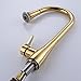 KES Brass Singel Handle Pull Down Kitchen Faucet with Retractable Pull Out Wand, High Arc Swivel Spout, Titanium Gold, L6910-4