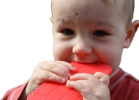 "Chew This Instead" iPhone Shaped Baby Teething Toy, Red - Safe for Infants and Toddlers, Soft Silicone BPA free by Tootsie Mama