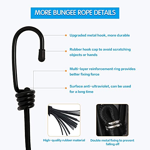 9 Pack Bungee Cords with Hooks, Heavy Duty 18 Inch Bungee Ropes Straps