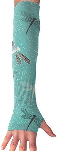 TPXYJOF Colorful Dragonflies Anti-uv Sun Protection Cooling Arm Sleeves Cover Arms Driving Fingerless Breathable Gloves For Man Women