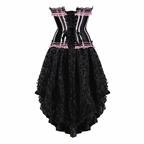 Corsetto-Bustino-in-Pizzo-con-Gonna-Tutu-Elegante-Donna-Sexy-Halloween-Costumi-Natale-Abito-Set-Rosa-S