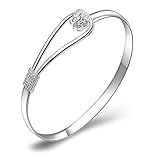 ShungHO Womens Fashion 925 Sterling Silver Bracelet Bangle Fashion Cuff Bangle Chain Bracelets