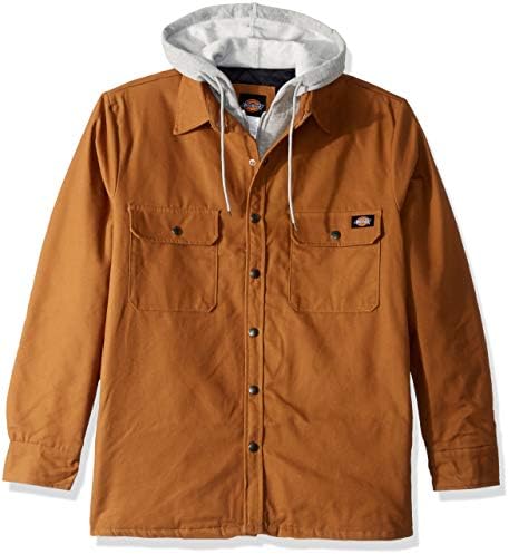dickies men's relaxed fit hooded duck quilted shirt jacket