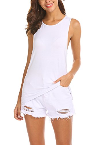 Locryz Womens Long Active Tank Tops Sleeveless Criss Back Workout Shirt