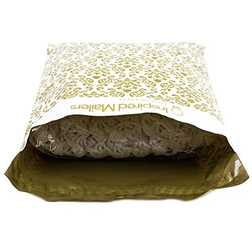 Inspired Mailers - Poly Mailers 10x13 - Damask Pattern Deluxe (Gold) - 100 Pack - 3.15mil Unpadded Shipping Bags