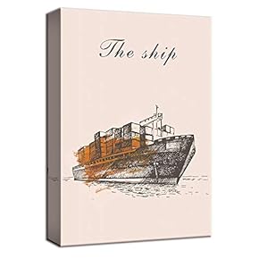 Canvas Wall Art The Ship in Cargo Orange Painting Artwork for Home Decor Framed - 12x18 inches
